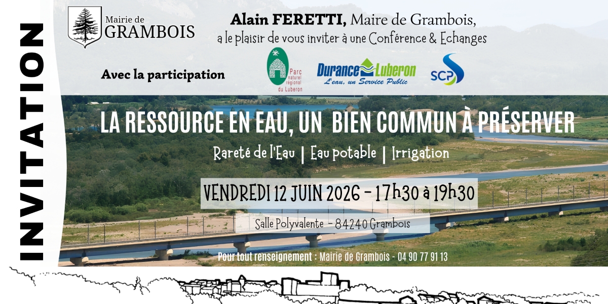 12 juin 2026 : Conférence sur l'eau, salle polyvalente, 17h30