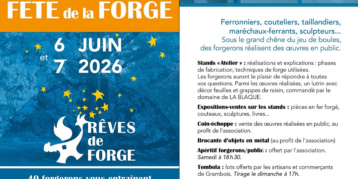 Le 6 et 7 juin 2026 : Fête de la Forge